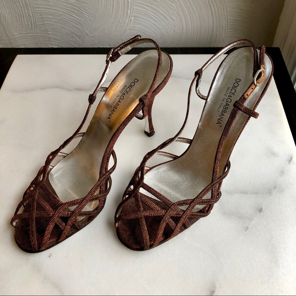 Dolce & Gabbana Metallic Slingback Heels